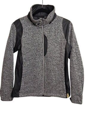 FIVE FIFTY FIVE Gray Jacket Heather Print Black Full Zip Long Sleeve Medium